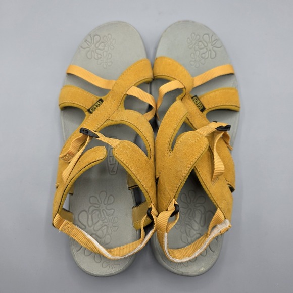 KEEN Sandals Womens 10.5 Yellow Suede Strappy Outdoor Walking Hiking Comfort - Picture 11 of 14